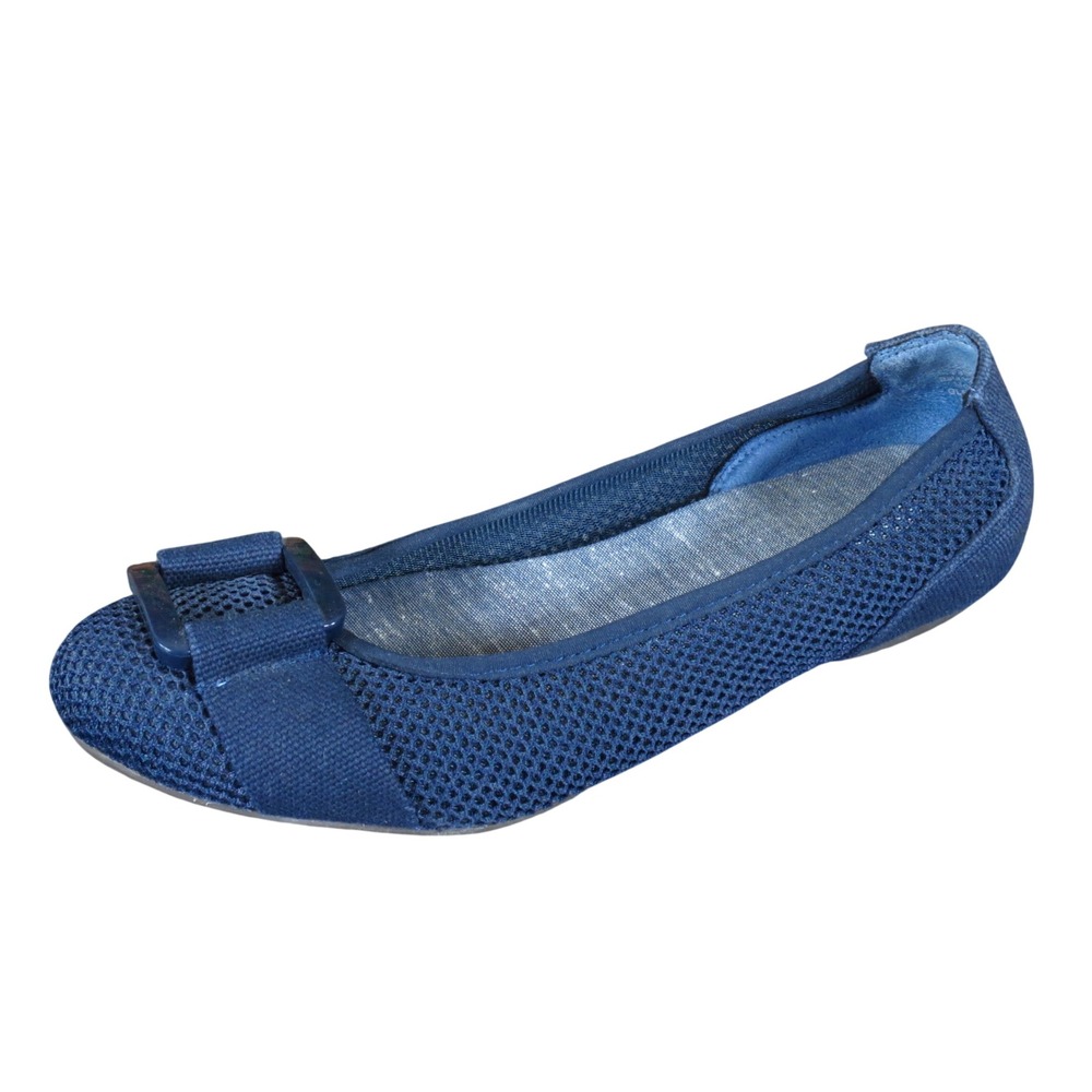 Dr. Scholl's Glowing Women Ballet Flat Size 7.5 Walking Comfort Navy Blue Mesh